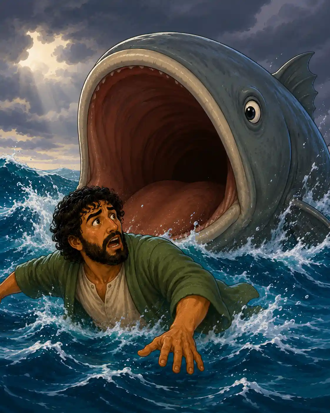 Jonah and the great fish storybook artwork